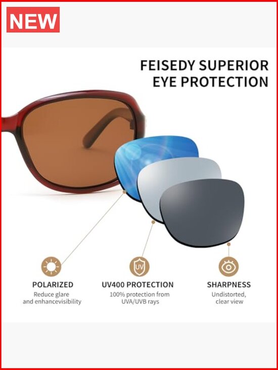 Polarized Sunglasses for Women Vintage Square Wraparound UV400 Protection